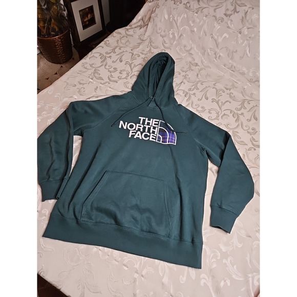 The North Face Hoodie Sweatshirt Pullover Fleece Big Graphic Logo Pockets Large - Picture 2 of 9